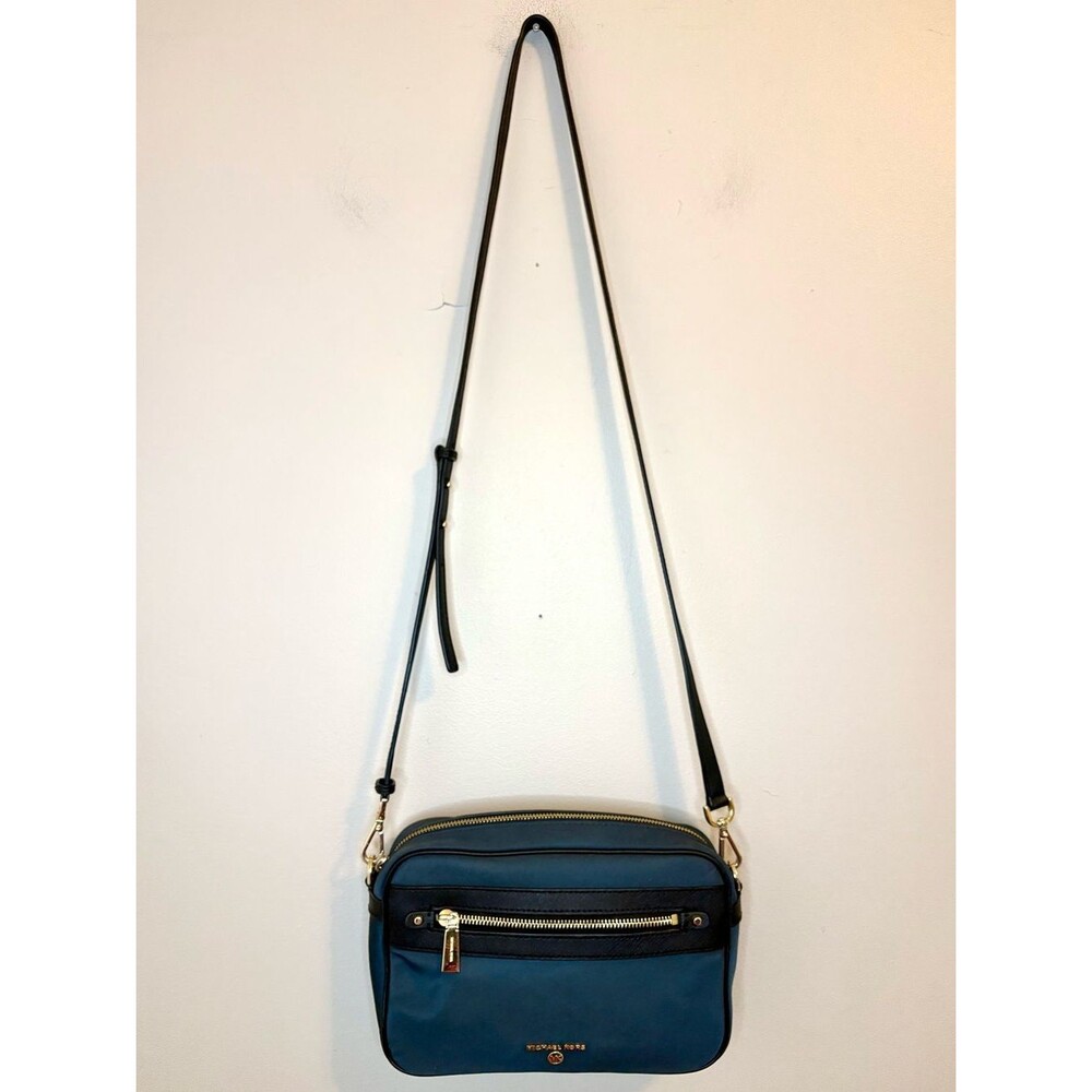 Michael Kors Navy Nylon Crossbody Bag Gold Tone Zip Camera Bag